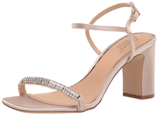 Jewel Badgley Mischka Womens Charlee Heeled Sandal  Champagne Satin  9