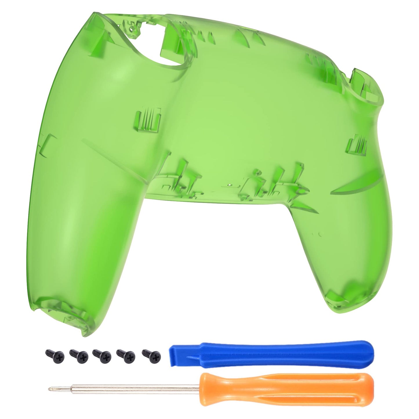 eXtremeRate Clear Green Custom Back Plate Bottom Shell Compatible with ps5 Controller, Replacement Back Shell Cover Compatible w