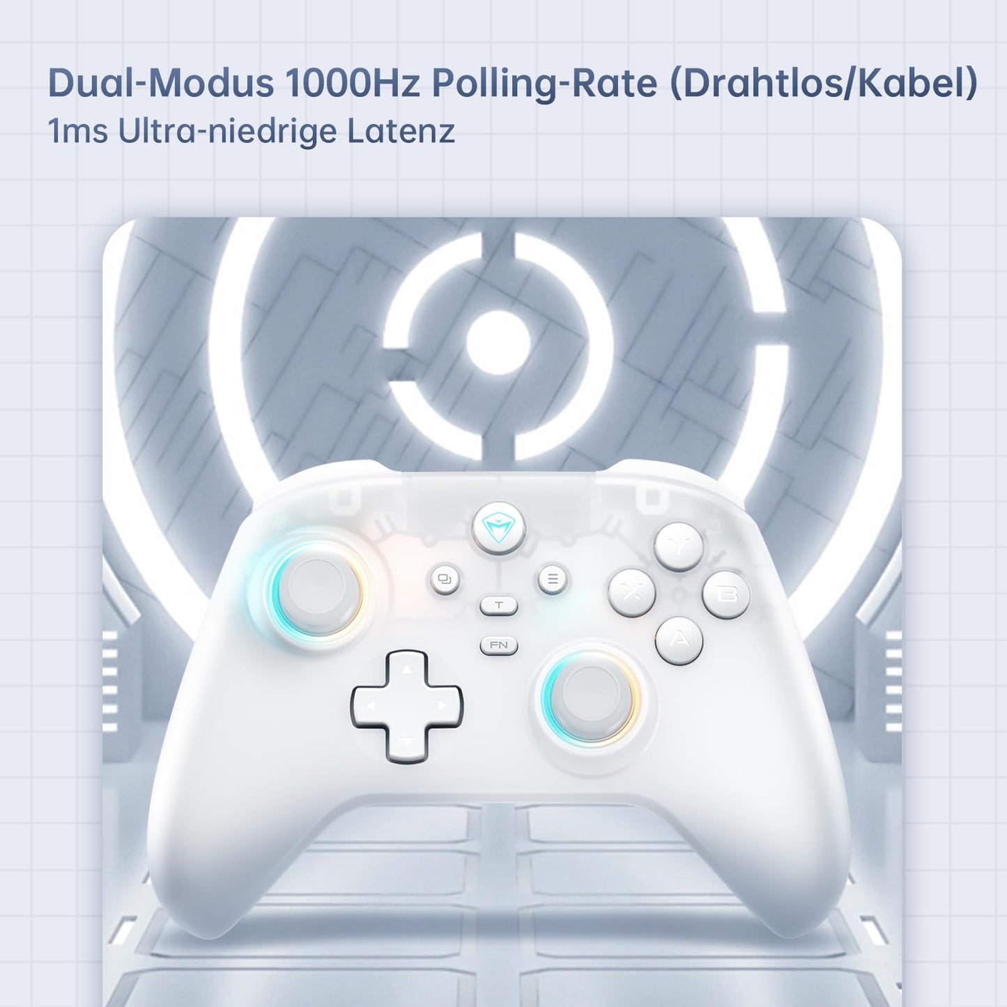 Machenike G3V2 Bluetooth Gaming Controller, RGB Lighting, Hall Effect Joysticks, Black PE, 1000mAh Battery with Charging Station