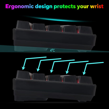 CHONCHOW Wireless Gaming Keyboard and Mouse Combo, 68-Key LED Backlit, Rechargeable 2000mAh, Portable Waterproof for PC/Mac Gamers