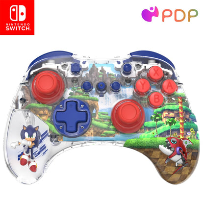 PDP REALMz Wireless Pro Controller for Nintendo Switch - Customizable LED, 40-Hour Battery, Sonic Green Hill Zone Edition