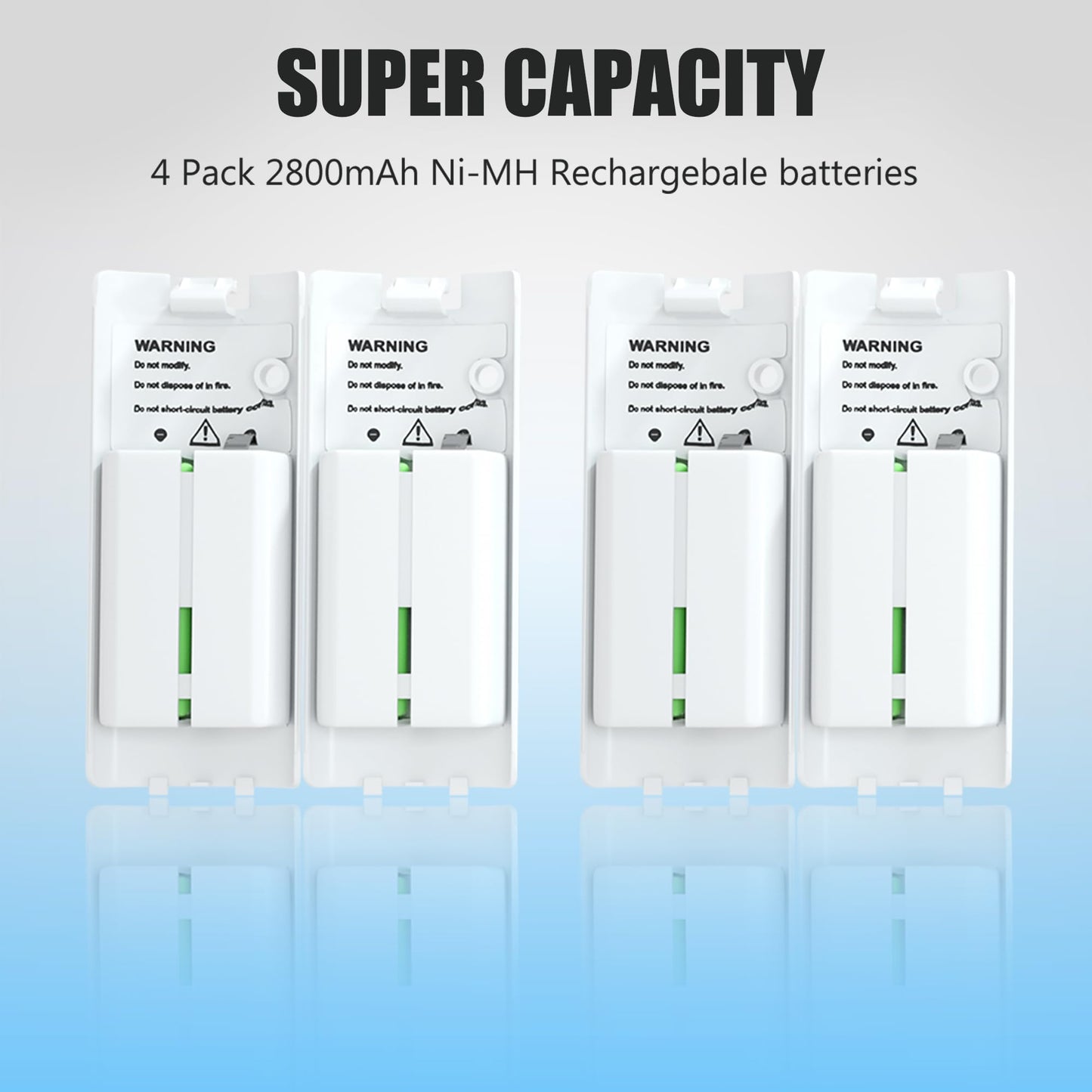 NATNO 4-in-1 Wii/Wii U Charging Station with 4 Rechargeable 2800mAh Batteries, Black