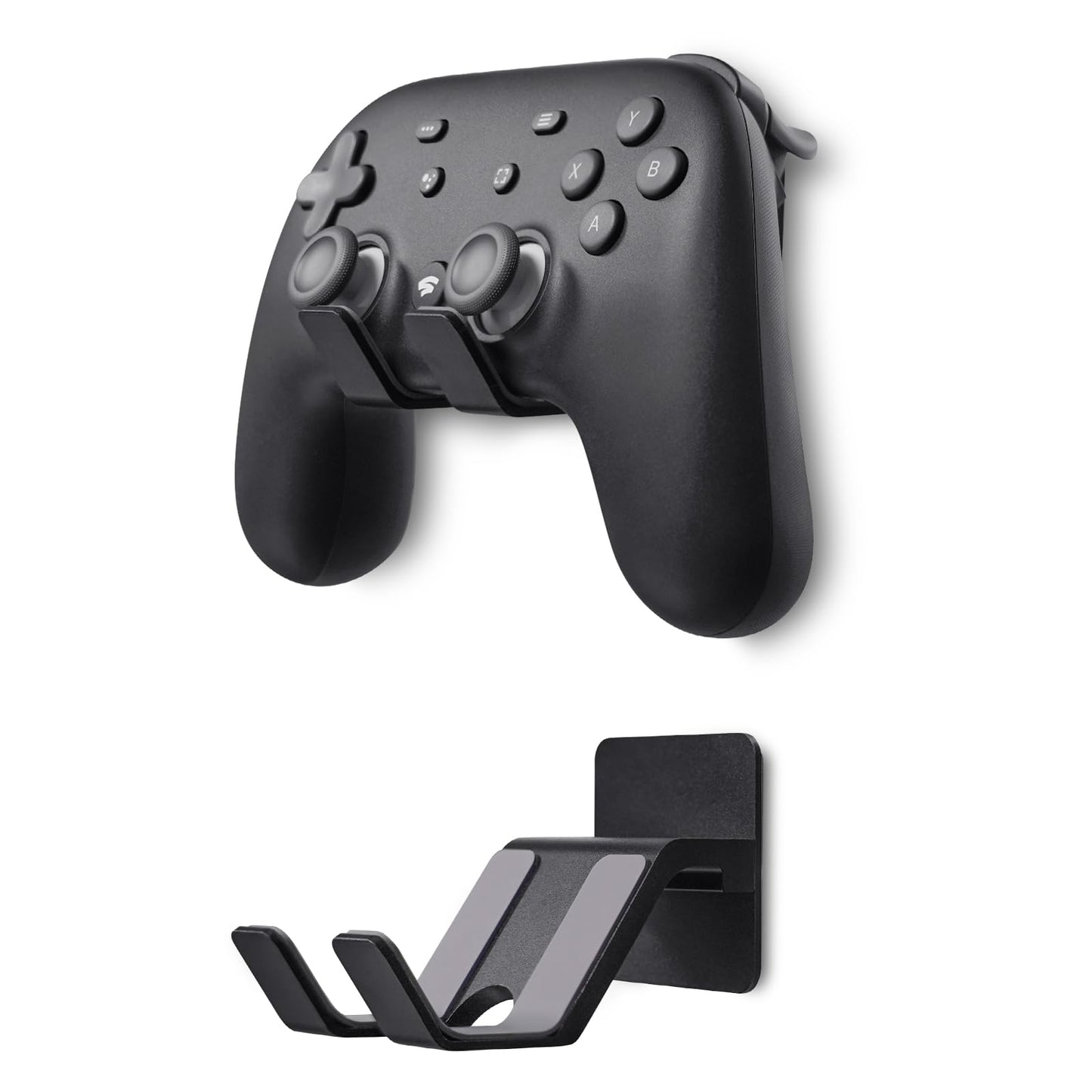 GEVO Controller Holder Wall Mount (2 Pack) - Metal Stand for Xbox, PS5, Switch - Black, Model HK-01 with 3M Adhesive