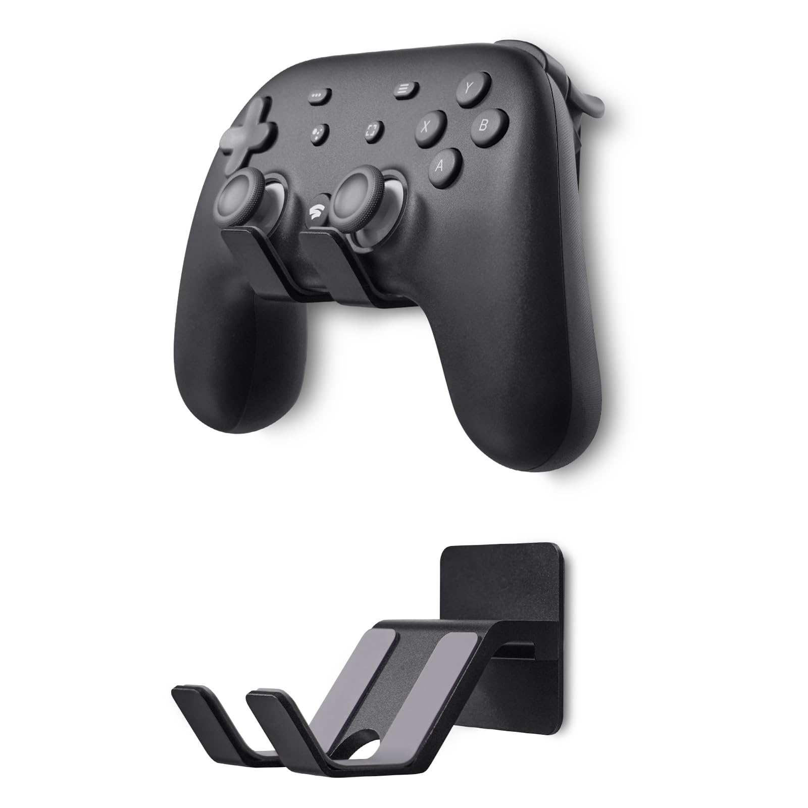 GEVO Controller Holder Wall Mount (2 Pack) - Metal Stand for Xbox, PS5, Switch - Black, Model HK-01 with 3M Adhesive