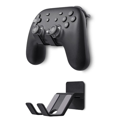 GEVO Controller Holder Wall Mount (2 Pack) - Metal Stand for Xbox, PS5, Switch - Black, Model HK-01 with 3M Adhesive