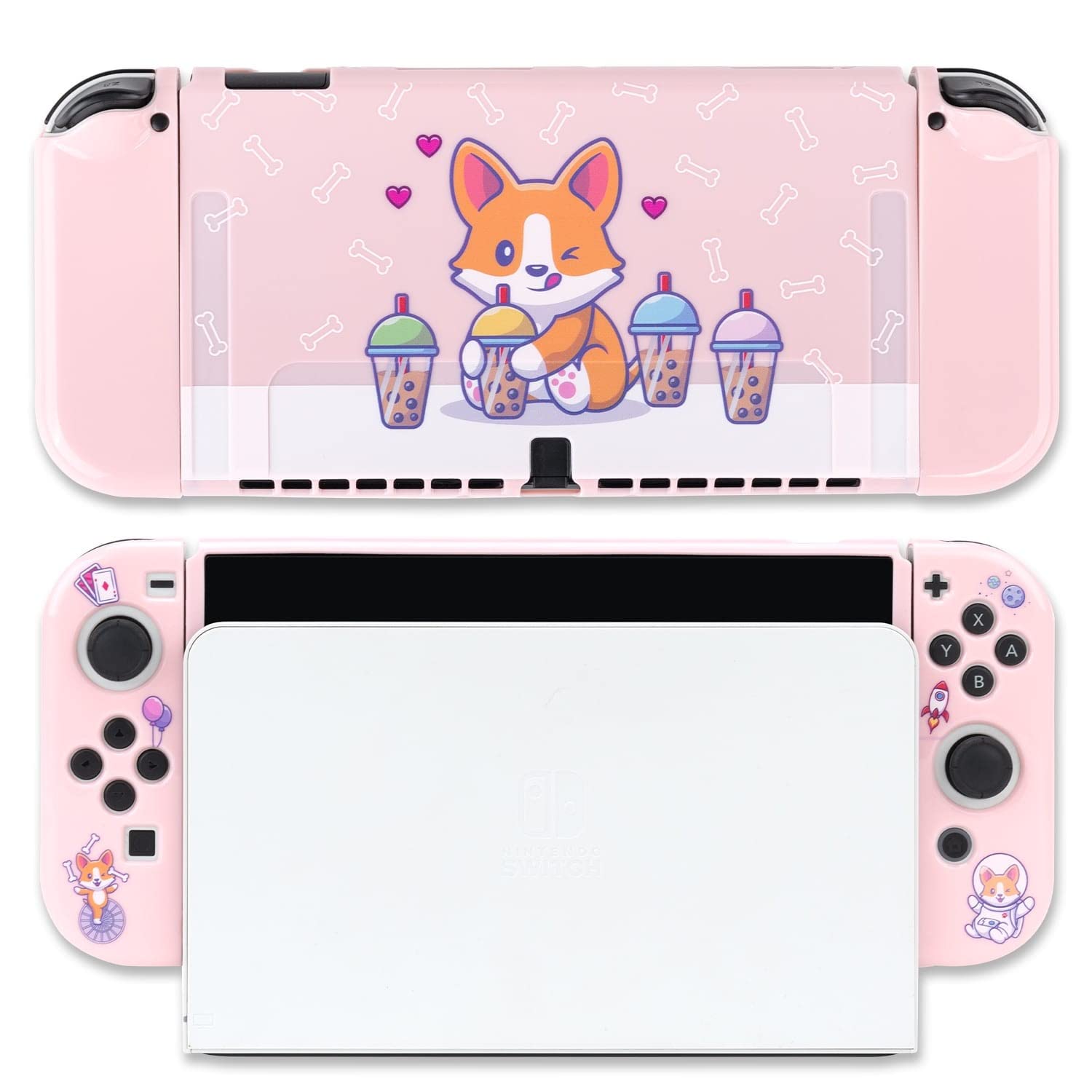 BelugaDesign Dog Boba Case | Cute Kawaii Cutecore Pink Pastel Bubble Tea Corgi Animal Cover | Adorable Anime Aesthetic Snap on S