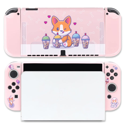 BelugaDesign Dog Boba Case | Cute Kawaii Cutecore Pink Pastel Bubble Tea Corgi Animal Cover | Adorable Anime Aesthetic Snap on S