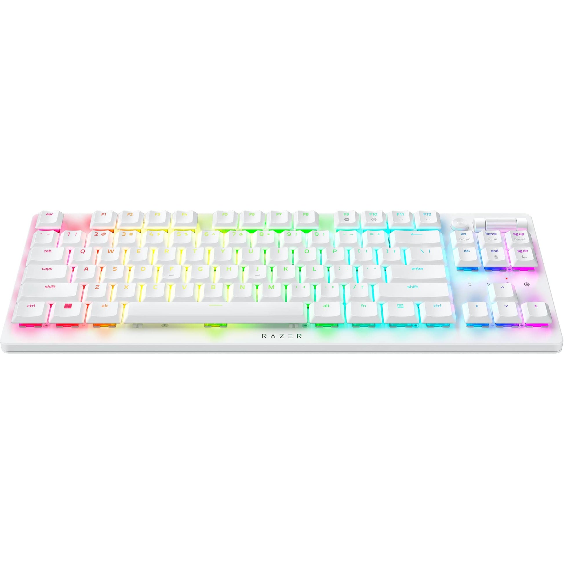 Razer DeathStalker V2 Pro TKL Wireless Gaming Keyboard: Low Profile Optical Switches Linear Red - HyperSpeed Wireless & Bluetooth - Chroma RGB - Up to 200 Hr Battery Snap Tap - White