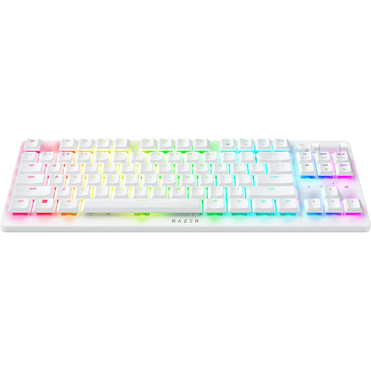 Razer DeathStalker V2 Pro TKL Wireless Gaming Keyboard: Low Profile Optical Switches Linear Red - HyperSpeed Wireless & Bluetooth - Chroma RGB - Up to 200 Hr Battery Snap Tap - White
