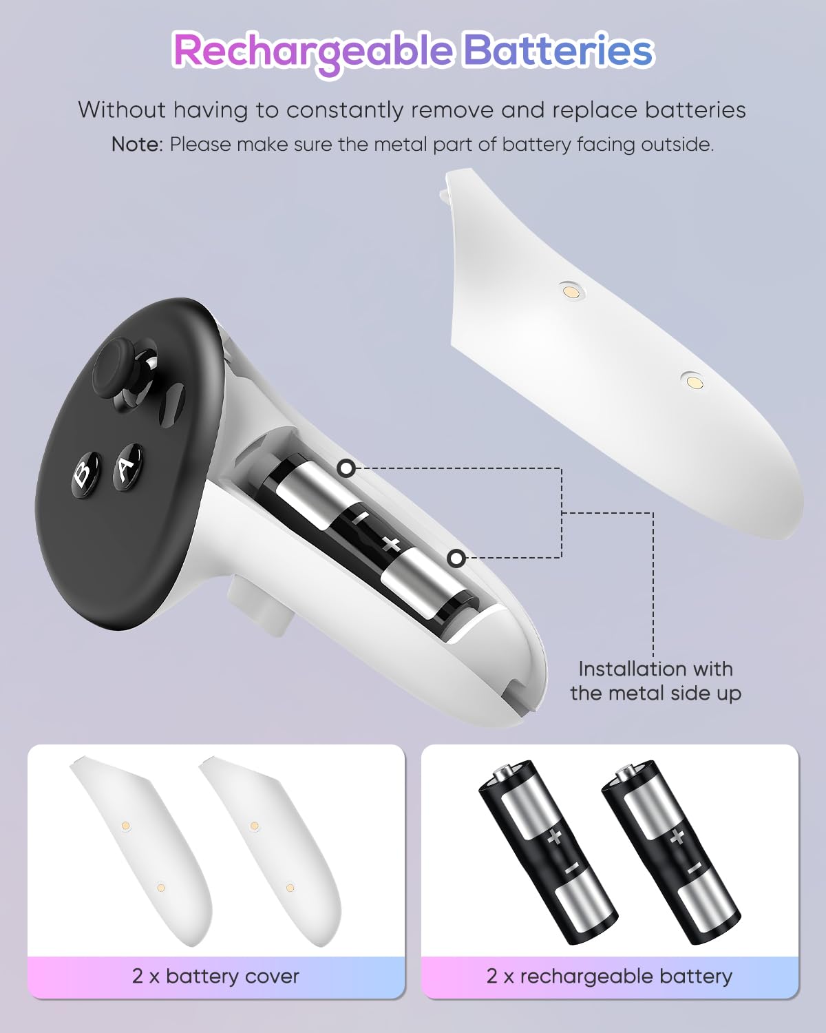 Kinwin Charging Dock for Meta Quest 3S, Fast PD 18W Station with RGB Light, Magnetic Stand, 2 Rechargeable Batteries, Black