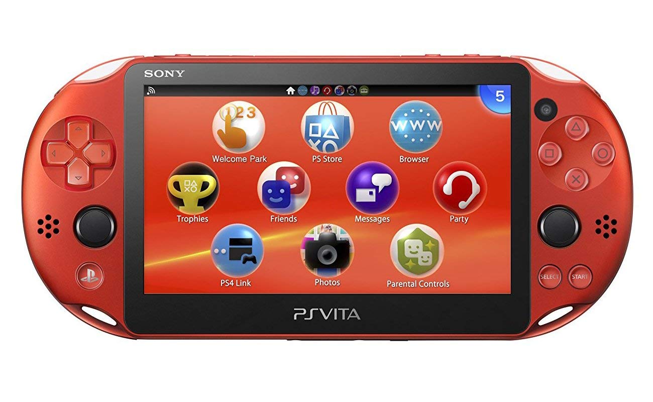 Sony PlayStation Vita Wi-Fi 2000 Series with Silicone Joystick Covers and AC Adapter Cable (refurbished) (Metallic Red)