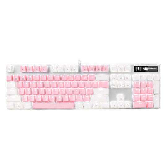 MageGee Mechanical Gaming Keyboard  New Upgraded Blue Switch 104 Keys White Backlit Keyboards  USB Wired Mechanical Computer Keyboard for Laptop  Desktop  PC Gamers(White & Pink)