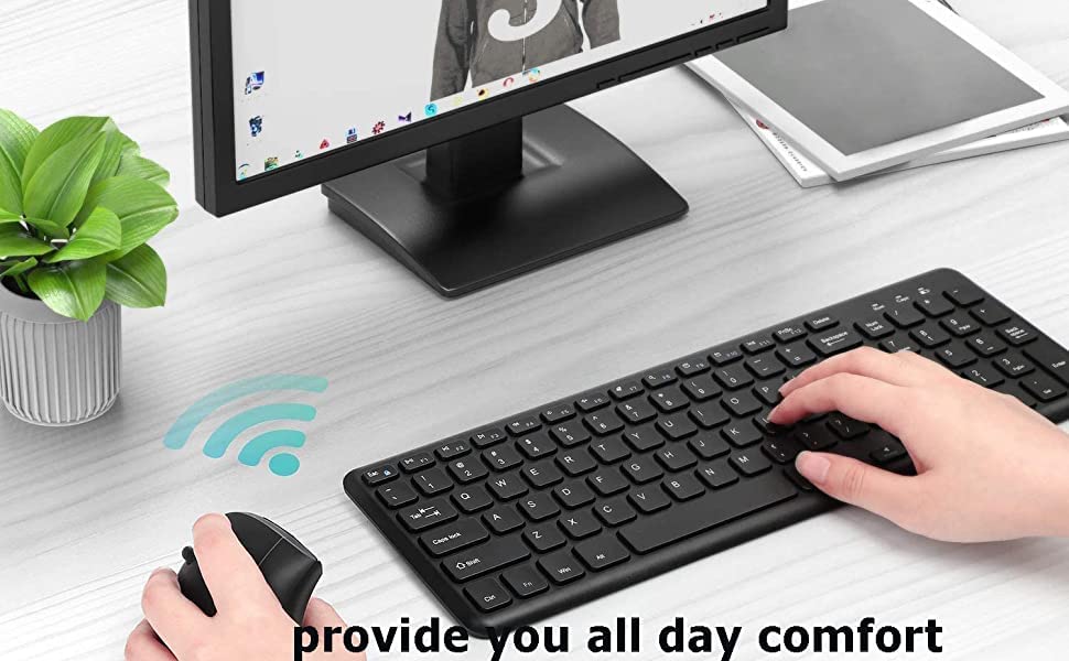 SHARE SUNSHINE Wireless Ergonomic Vertical Left-Handed Mouse, 1600 DPI, LED Light, Black - Lightweight Optical Mouse for PC/Mac