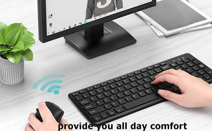 SHARE SUNSHINE Wireless Ergonomic Vertical Left-Handed Mouse, 1600 DPI, LED Light, Black - Lightweight Optical Mouse for PC/Mac