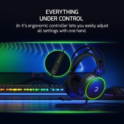 GAMEPOWER JIN Gaming Headset - Wired 3.5mm Jack, 50MM Drivers, Noise Cancelling Mic, 360 Spatial Audio, Black, Model MFMFGMP0002