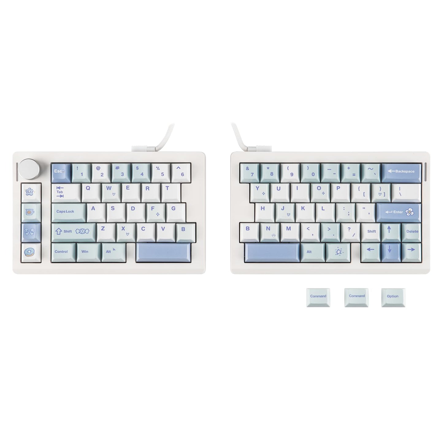 EPOMAKER Split70 Wireless Ergonomic Keyboard with QMK/VIA and Knob  Mechanical Gaming Keyboard with RGB  Hot-Swap  Creamy Linear Switch  PBT Keycap  Gasket  Mac Modifier  70% Split Layout (White)