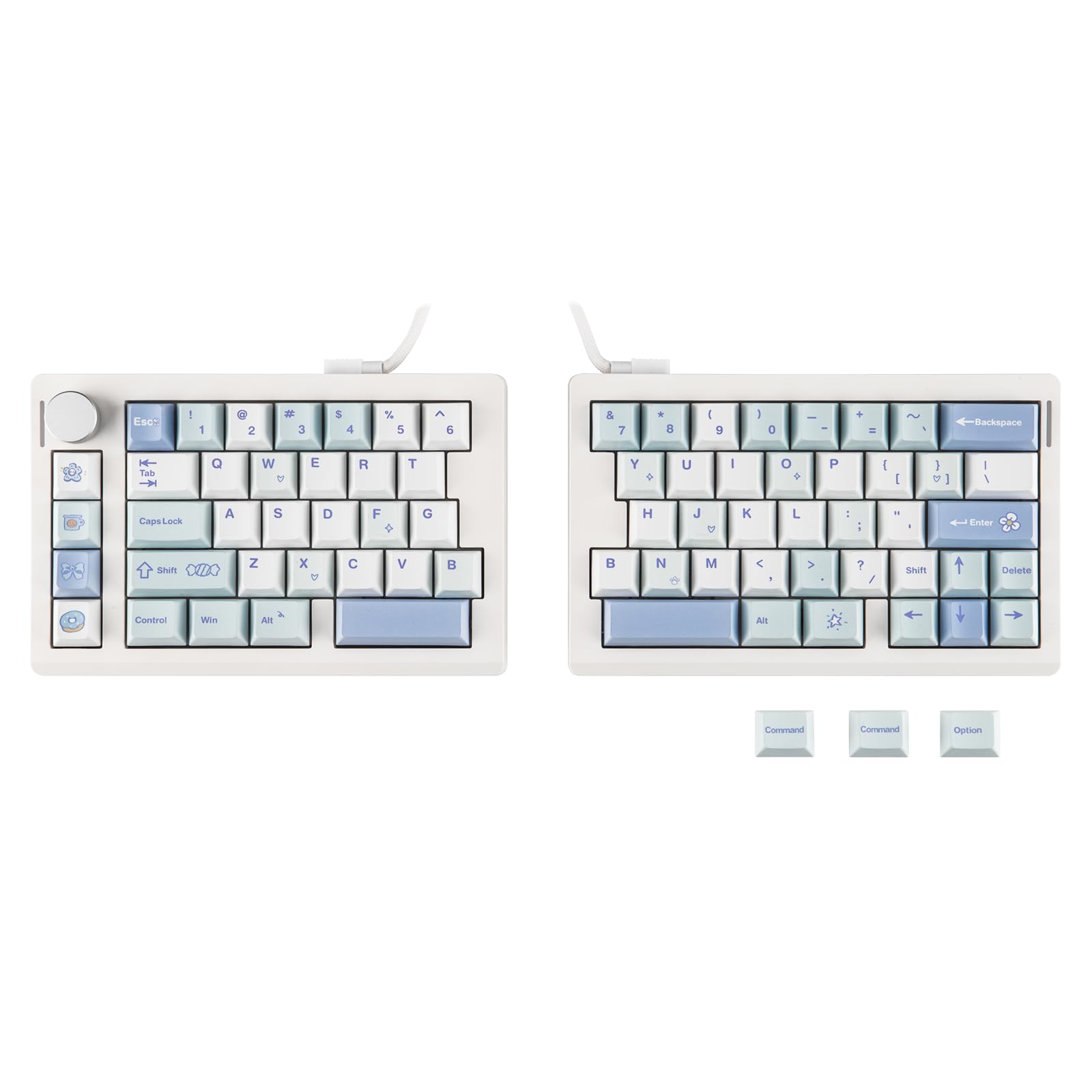 EPOMAKER Split70 Wireless Ergonomic Keyboard with QMK/VIA and Knob  Mechanical Gaming Keyboard with RGB  Hot-Swap  Creamy Linear Switch  PBT Keycap  Gasket  Mac Modifier  70% Split Layout (White)