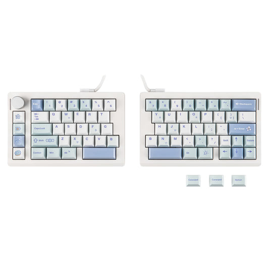EPOMAKER Split70 Wireless Ergonomic Keyboard with QMK/VIA and Knob  Mechanical Gaming Keyboard with RGB  Hot-Swap  Creamy Linear Switch  PBT Keycap  Gasket  Mac Modifier  70% Split Layout (White)