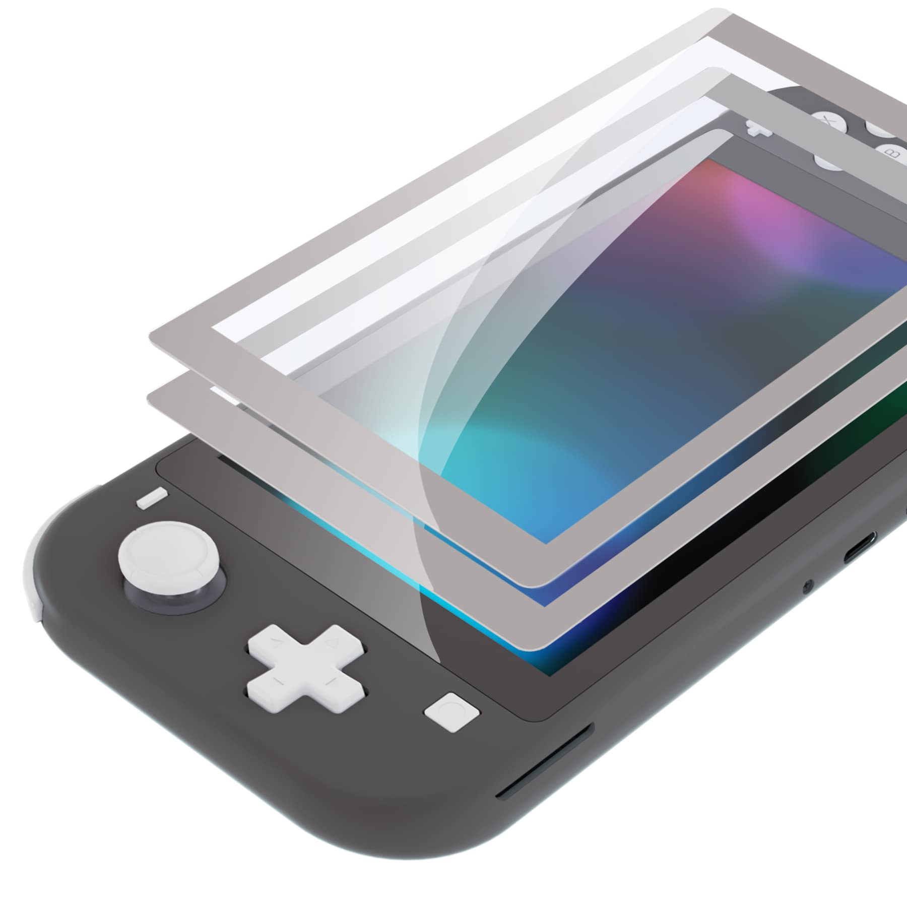 eXtremeRate 2 Pack Fleeting Gray Border Transparent HD Clear Saver Protector Film  Tempered Glass Screen Protector for Nintendo Switch Lite [Anti-Scratch  Anti-Fingerprint  Shatterproof  Bubble-Free]