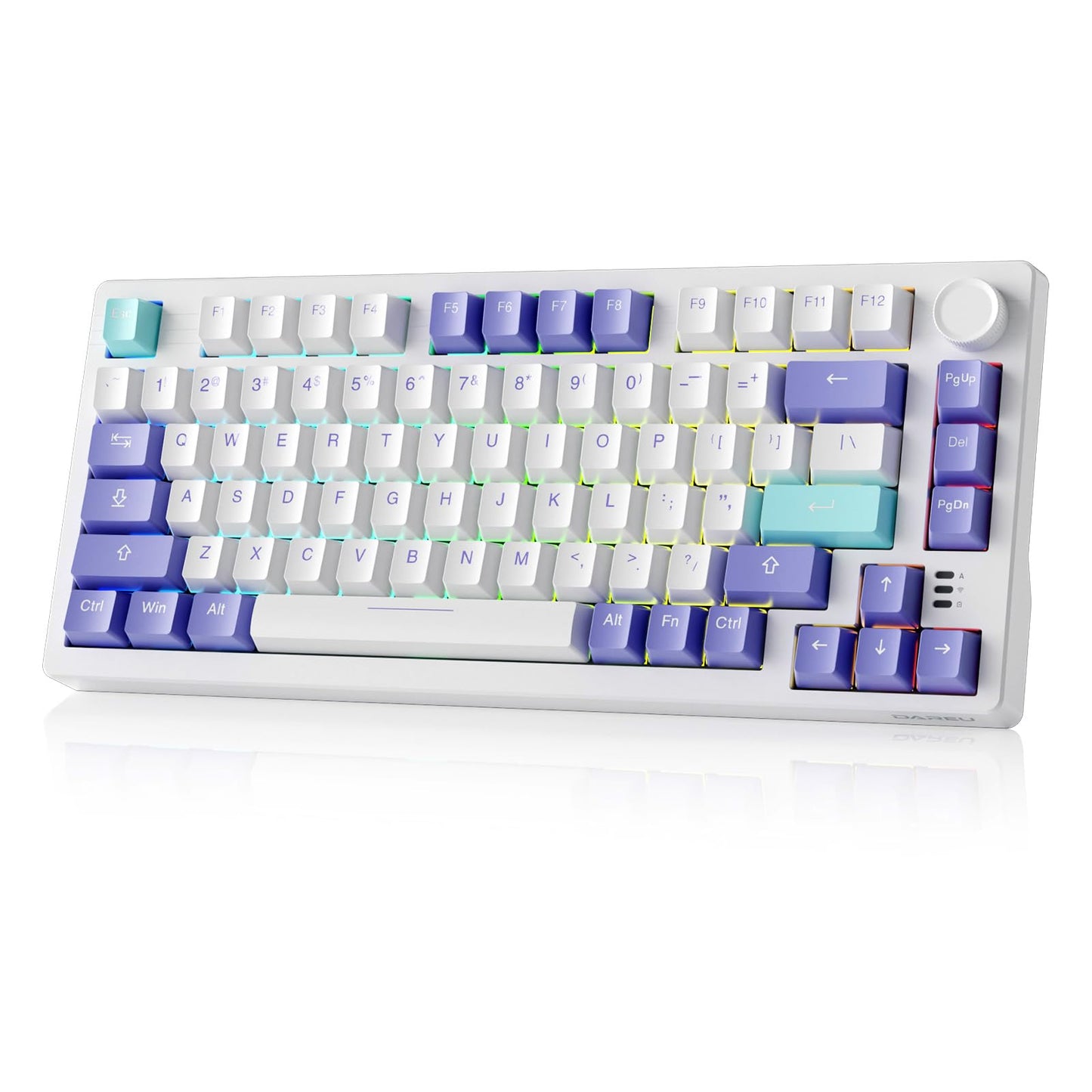 DAREU EK75PRO Wireless Gaming Keyboard - 75% RGB, Hot-Swappable, Mystic Violet, 81 Keys, HIFI Dream Switch, Gasket Mount, USB-C/BT5