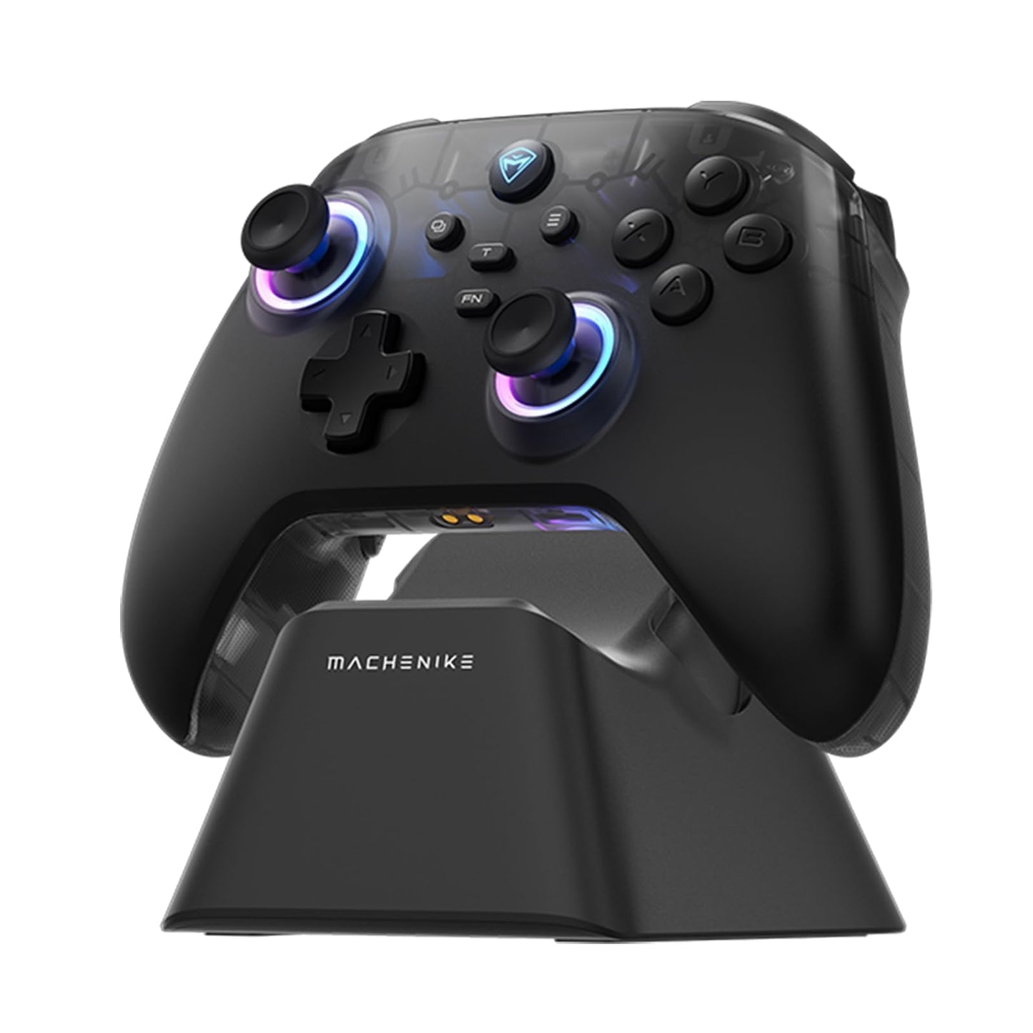Machenike G3V2 Bluetooth Gaming Controller, RGB Lighting, Hall Effect Joysticks, Black PE, 1000mAh Battery with Charging Station