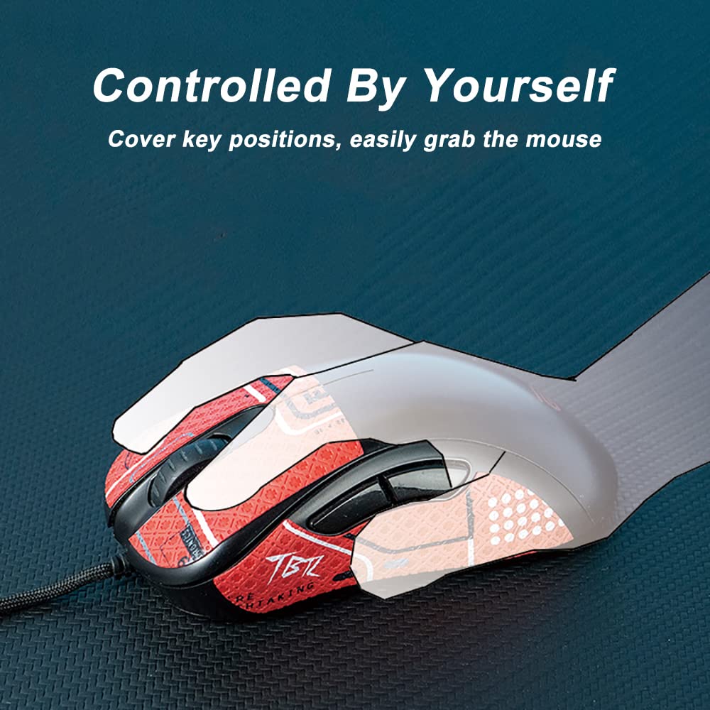 Hokeyio Grip Tape for Razer Deathadder V3 Pro - Anti-Slip, Soft Leather, 0.5mm, Printsteam Red, Model AA0244