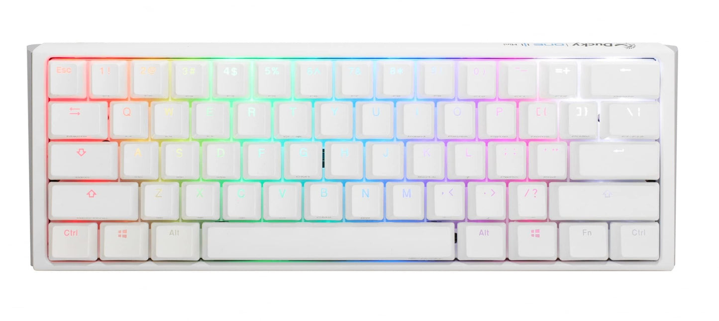 Ducky One 3 White 60% Mechanical Keyboard: Quack Mechanics Dampening  Hot-Swappable Cherry Black Switches  High-Density PBT Doubleshot Keycaps  RGB  US  White