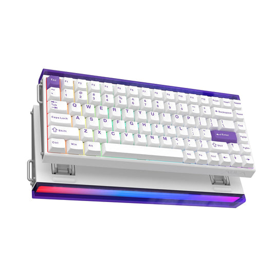 MechLands Aula Hero84 HE Wired Magnetic Gaming Keyboard  Rapid Hall Effect Keyboard with 0.01mm Adjustable Actuation  8kHz Polling  5-Layer Sound Dampening  RGB Lightbox & Backlit (White Purple)