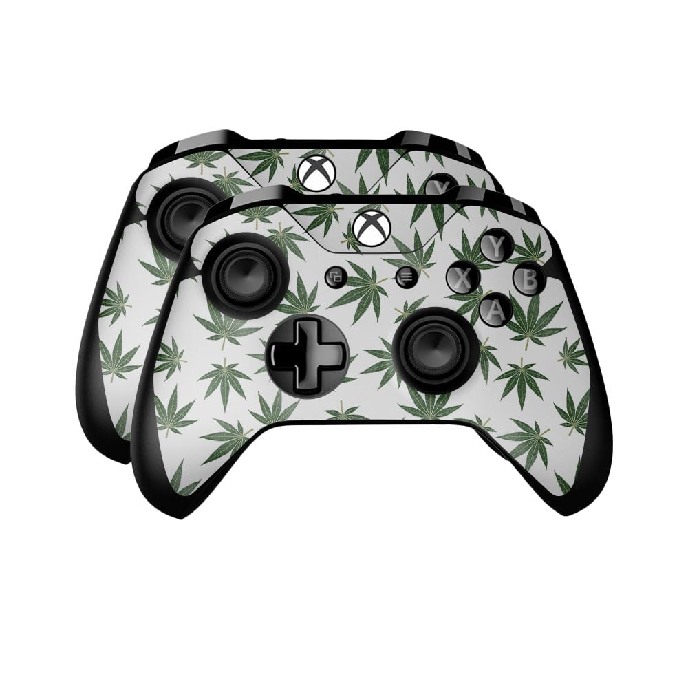 Glossy Glitter Skin Compatible with Microsoft Xbox One Controller (2 Pack) - Pot Leaves Green - Premium 3M Vinyl Protective Wrap Decal Cover - Easy to Apply | Crafted in The USA by MightySkins