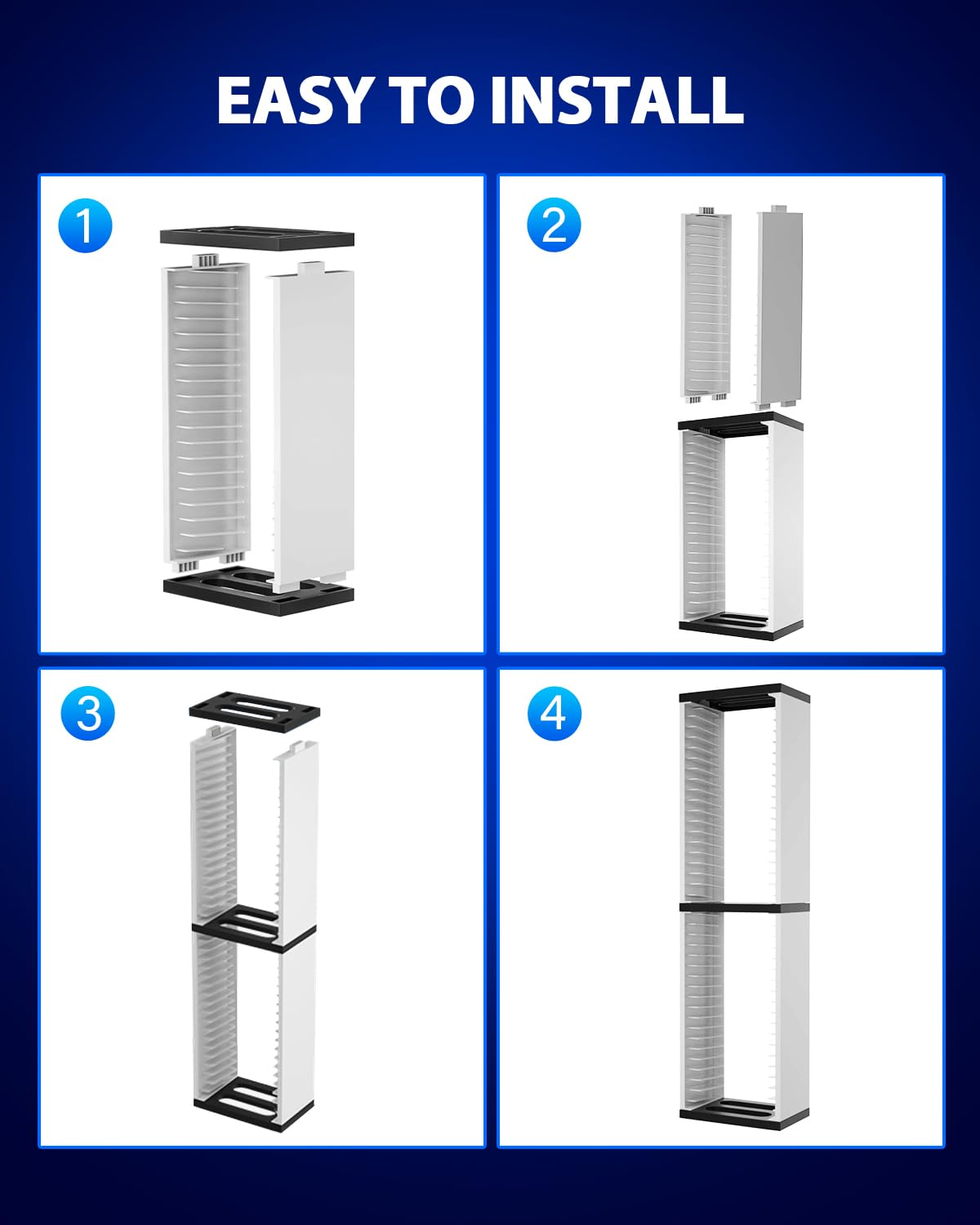 Nargos Video Game Storage Stand Tower for PS5/PS4/Xbox - Universal Disc Holder, White, Model TP5-0519