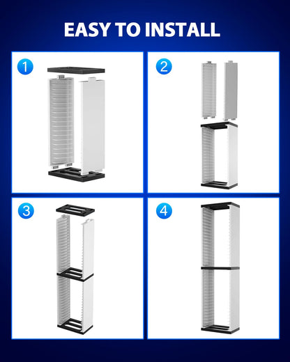 Nargos Video Game Storage Stand Tower for PS5/PS4/Xbox - Universal Disc Holder, White, Model TP5-0519