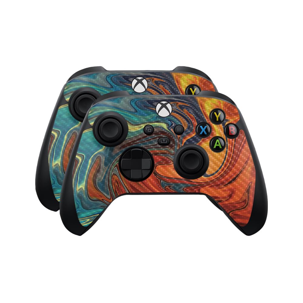 Carbon Fiber Skin Compatible with Microsoft Xbox Series X|S Controller (2 Pack) - Lava Water - Premium 3M Vinyl Protective Wrap Decal Cover - Easy to Apply | Crafted in The USA by MightySkins