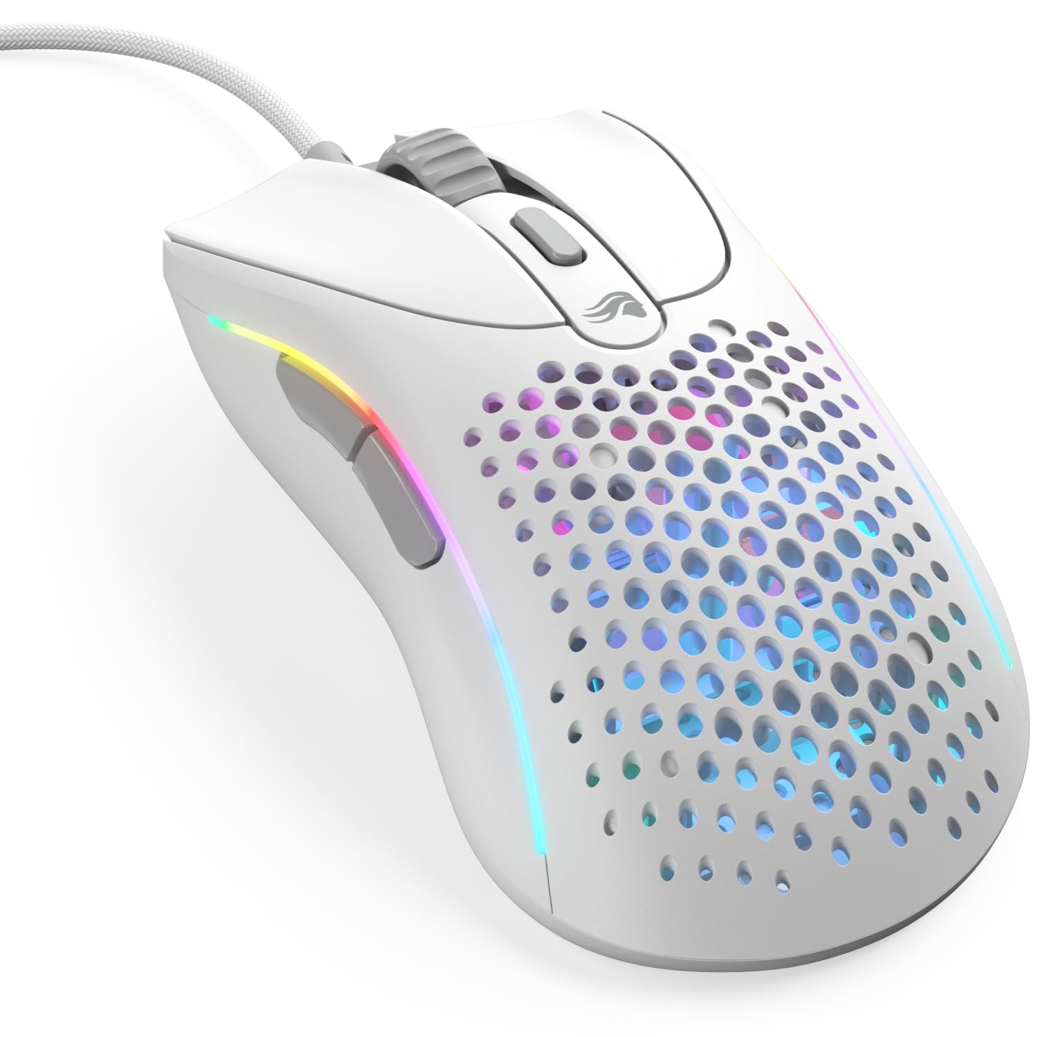 Glorious Gaming - Superlight Wired PC Gaming Mouse with Honeycomb Shell  6 Programmable Buttons  RGB Lighting & PTFE Skates - Model D 2  Matte White