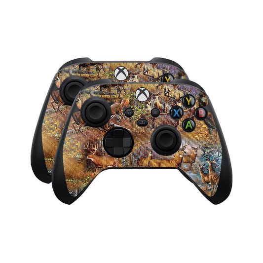 Carbon Fiber Skin Compatible with Microsoft Xbox Series X|S Controller (2 Pack) - Deer Pattern - Premium 3M Vinyl Protective Wrap Decal Cover - Easy to Apply | Crafted in The USA by MightySkins