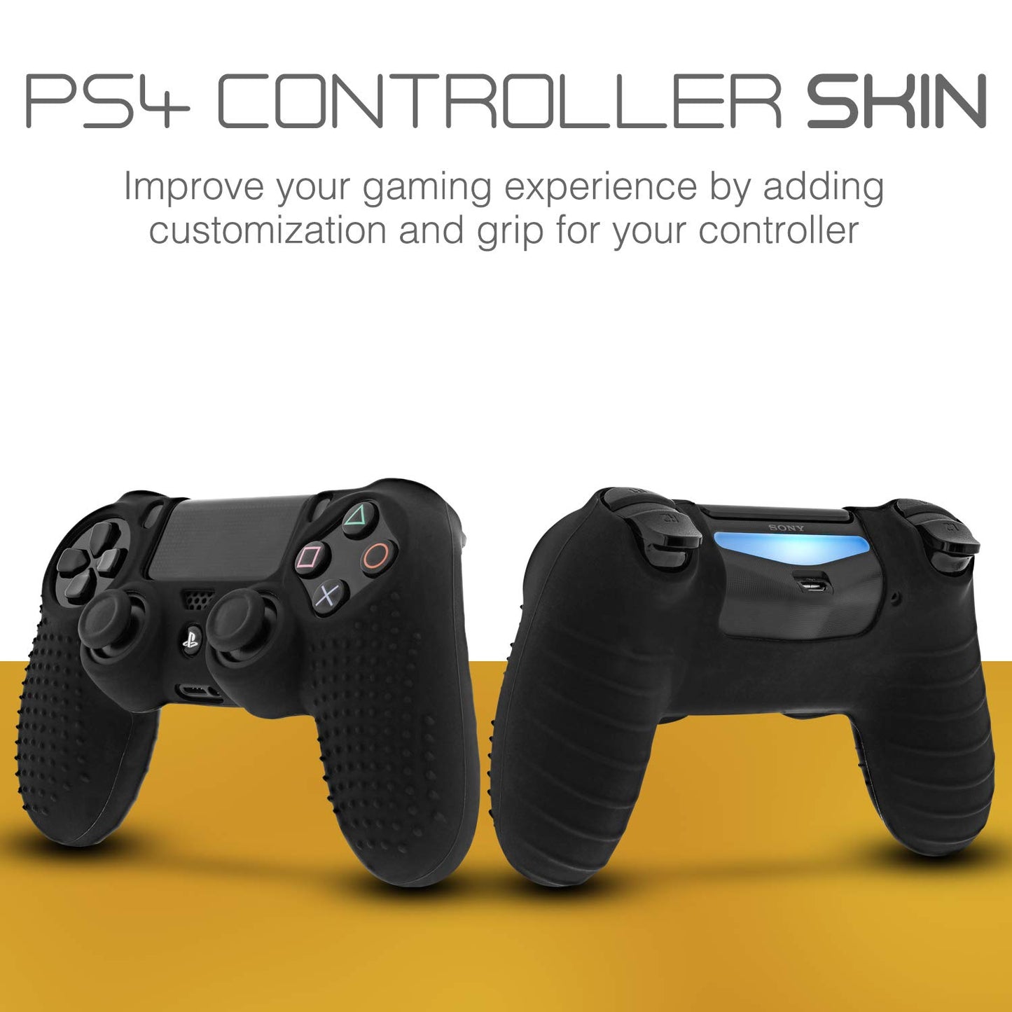 Fosmon PS4 Controller Skin with 8 Thumb Grips, Anti-Slip Silicone Cover, Black - Model SGEL81704
