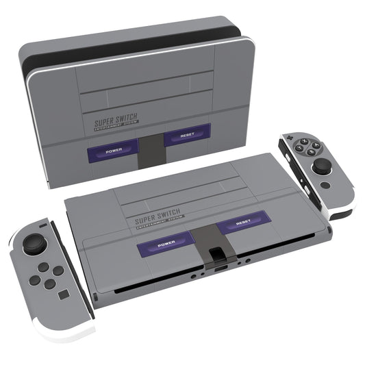 PlayVital Full Set Protective Stickers for Nintendo Switch OLED Model  Customized Vinyl Decal Skins for Switch OLED Console & Joycon & Dock & Grip - Classics SNES Style