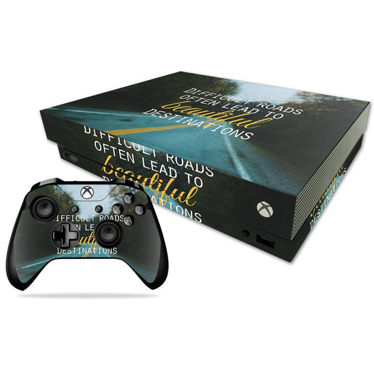 MIGHTY SKINS Xbox One X Skin - Durable Vinyl Decal Wrap, Easy Apply/Remove, Difficult Roads Design, Model MIXBONXCMB-Difficult Roads