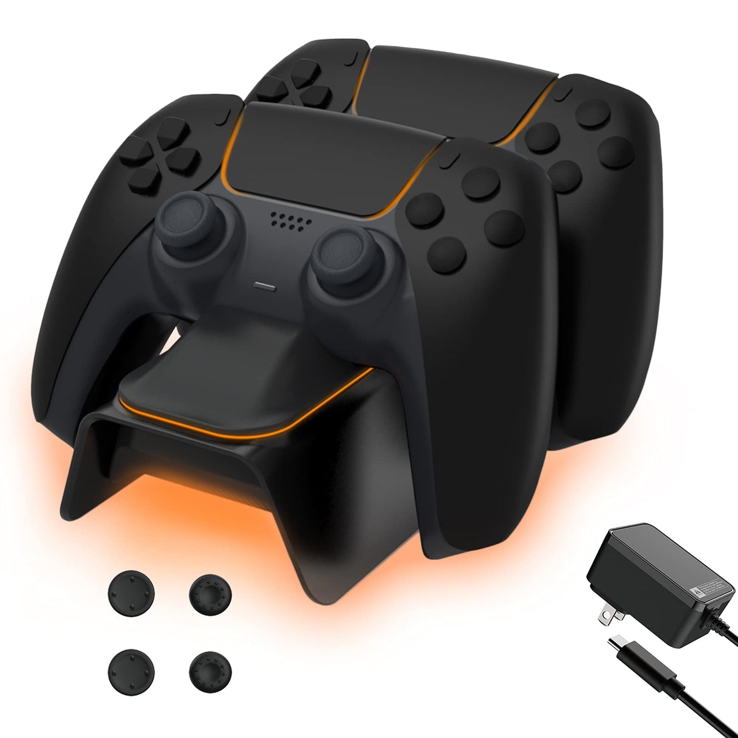 NexiGo PS5 Controller Charger Dock with Thumb Grip Kit, Fast Charging, Black, Model: NexiGo-PS5 DOCK-0588BLK