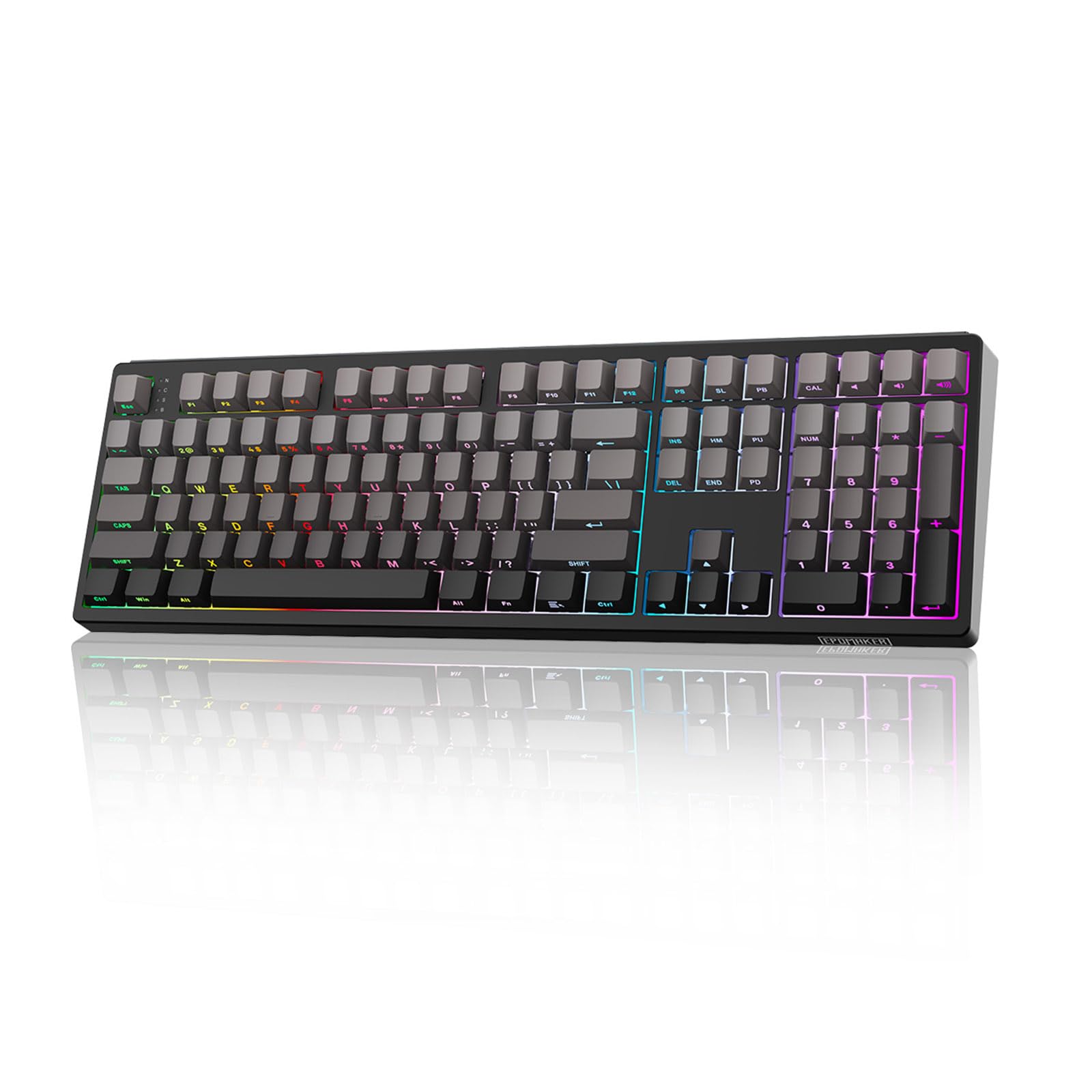 MechLands EPOMAKER TH108 Full Size Mechanical Keyboard  Wireless Gaming Keyboard  8000mAh Battery  Creamy Gasket  108 Keys  Hot Swap  Custom Driver  RGB Backlights (Black  Sea Salt Silent Switch)