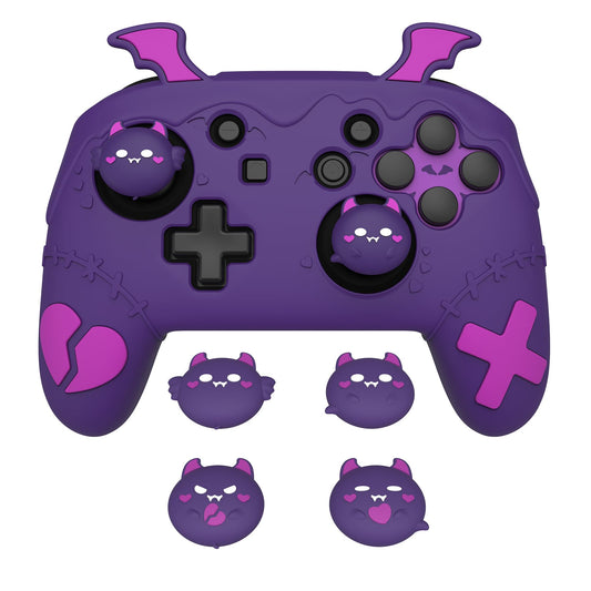 PlayVital Gothic Imp Series Cute Silicone Case for Nintendo Switch Pro Controller with 4 Thumb Grip & 2 Sticker, Non-Slip Anti-S