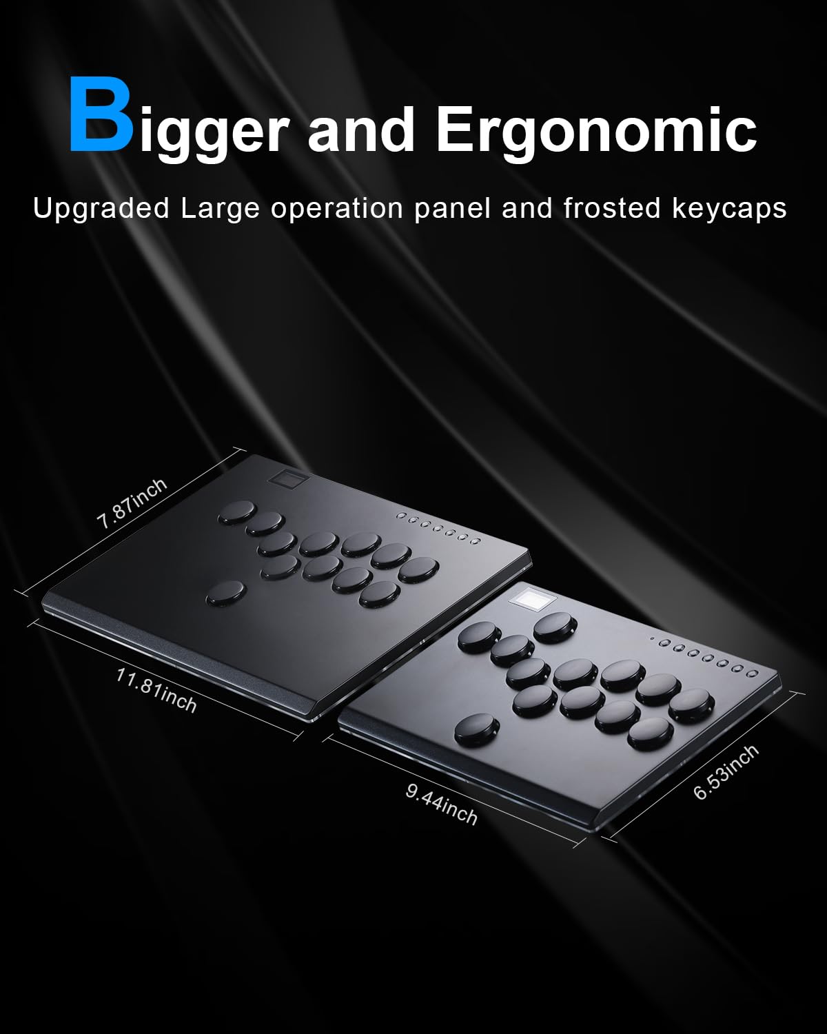 SIXSIR Leverless Arcade Stick Controller M12+ - RGB, 12 Key Crystal Switches, Black for PC/PS4/PS3/Switch