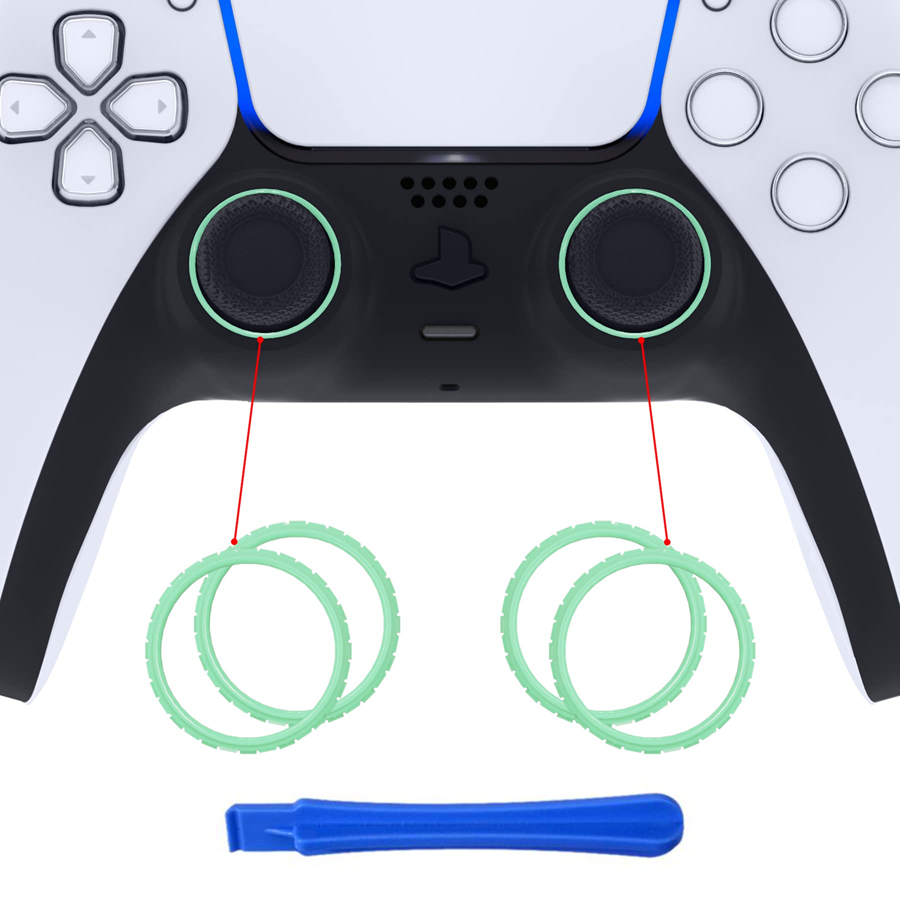 eXtremeRate Mint Green Replacement Accessories for PS5 Controller  Custom Accent Rings for PS5 Controller - Controller NOT Included