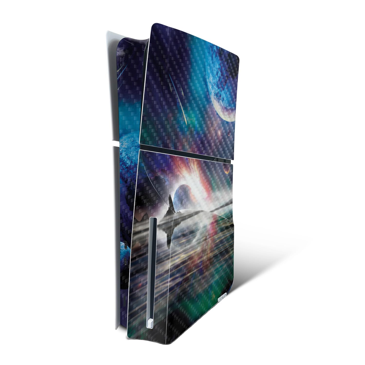 MightySkins Carbon Fiber Skin for PS5 PlayStation 5 Slim Disc Edition Console Only - Space Horizon Protective  Durable Textured Carbon Fiber Finish Easy to Apply Made in The USA