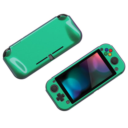 PlayVital ZealProtect Glossy Case for Nintendo Switch Lite - Ergonomic Hard Shell Cover with Screen Protector & Thumb Grip Caps, Chameleon Green Purple