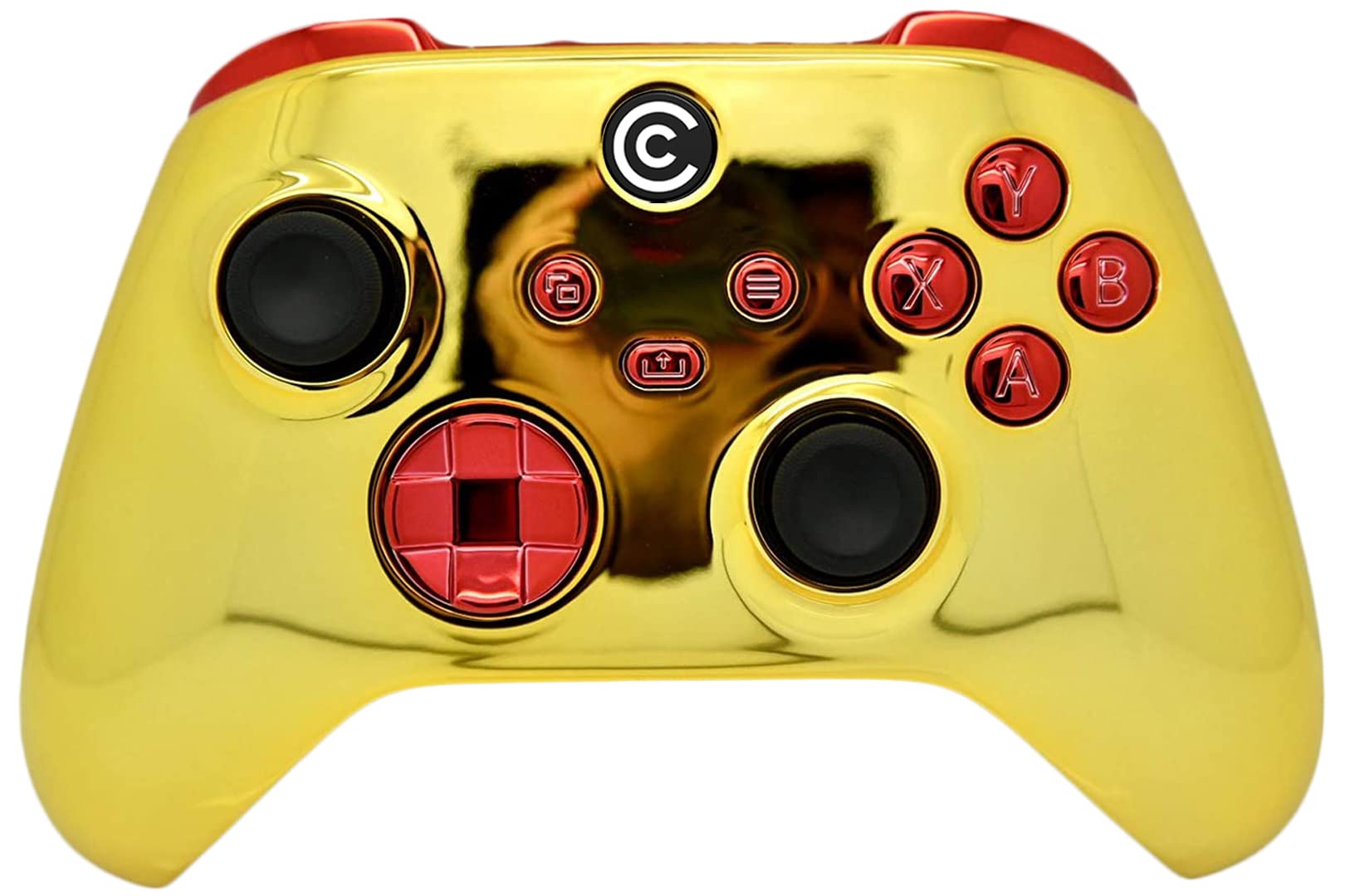 Custom Controllerzz Wireless Controller for PC & Xbox Series X/S - Gold Chrome & Red Chrome Inserts