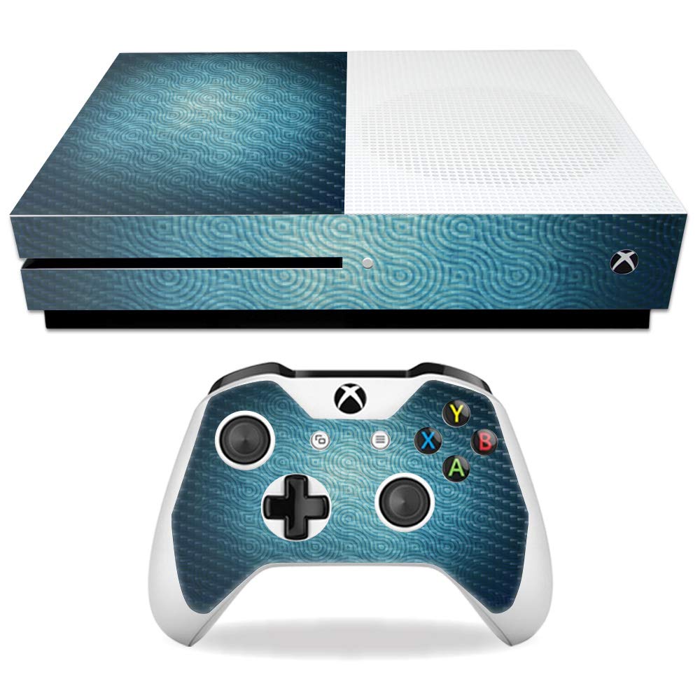 MightySkins Carbon Fiber Skin for Microsoft Xbox One S - Blue Swirls | Protective  Durable Textured Carbon Fiber Finish | Easy to Apply  Remove  and Change Styles | Made in The USA
