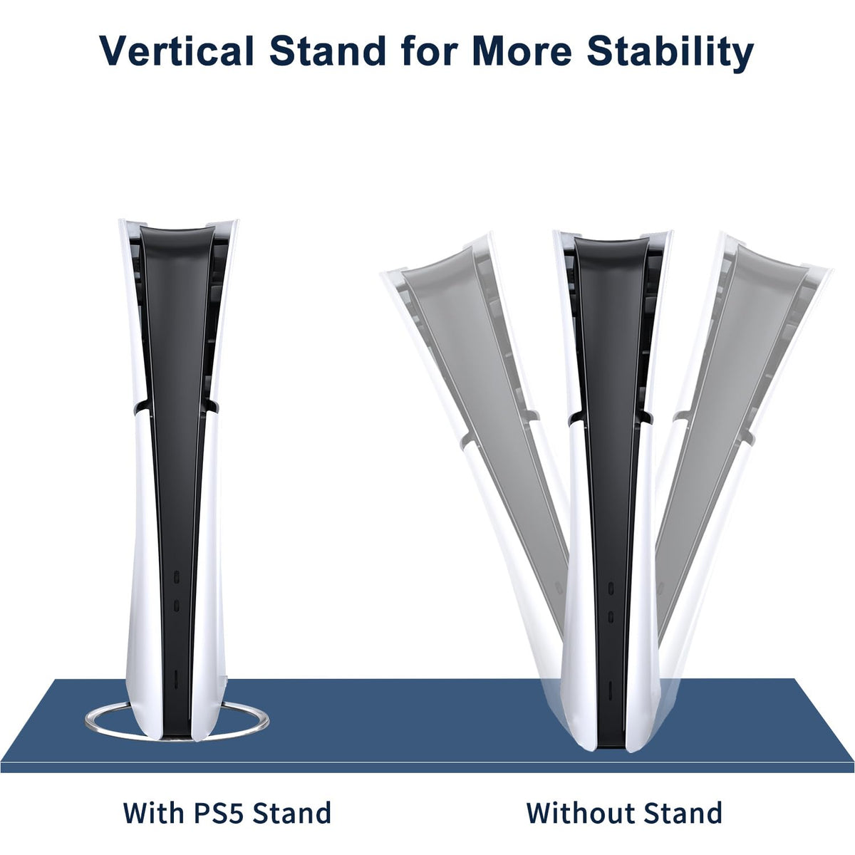 Zaievo PS5 Pro Vertical Stand - Black Aluminium Alloy Console Bracket with Anti-Slip Pads, Space Saving Design, Size S