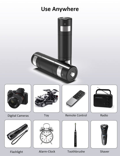 NexiGo AA Rechargeable Batteries 1850mAh for Oculus Quest 2 Charging Dock - Black (2 Pack)