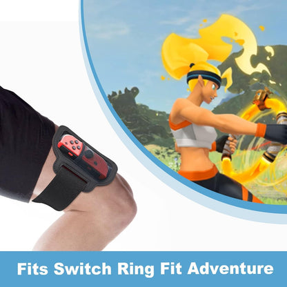 JoyHood Leg Strap for Switch/Switch OLED - Adjustable Elastic Black for Adults & Kids, Compatible with Switch Sports and Ring Fit Adventure