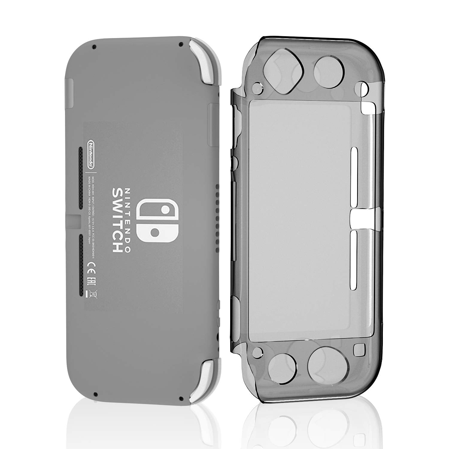 ECHZOVE Protective Case for Nintendo Switch Lite, Hard Clear Plastic, Gray